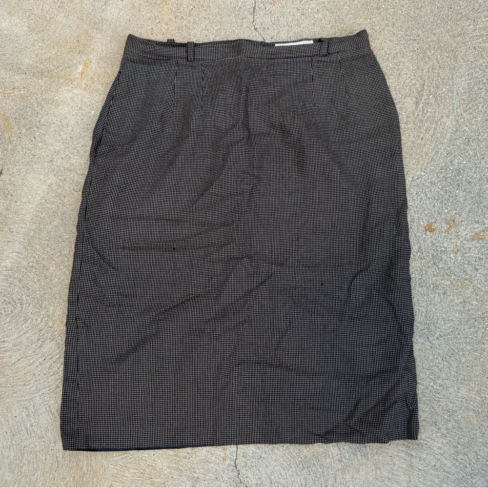 1980s Navy Dotted Pencil Skirt